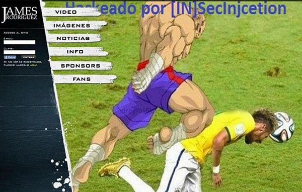 'Hackean' la web de James Rodríguez con imágenes de la lesión de Neymar