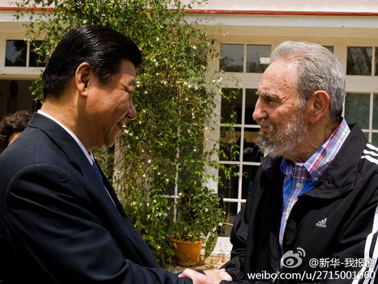 Presidente de China visita a Fidel Castro