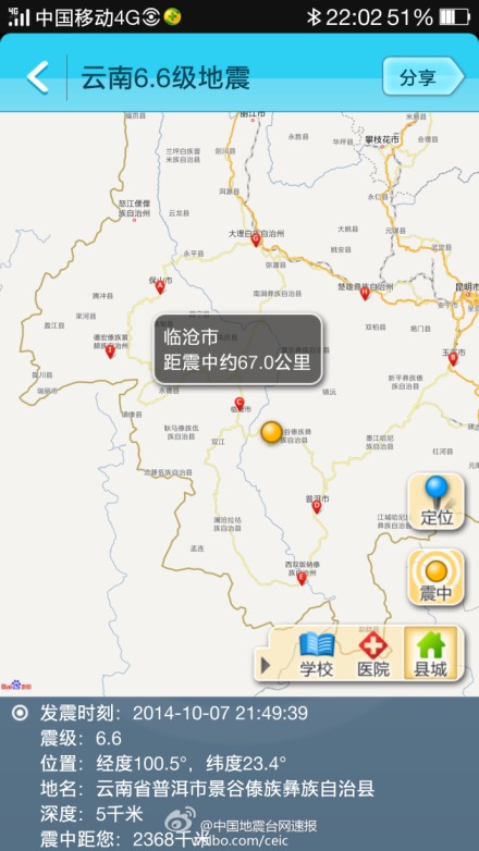 Sismo de 6,6 grados sacude región de la provincia de Yunnan en China