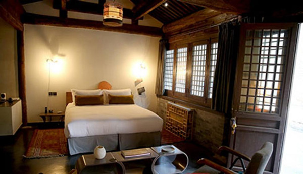 Una habitación del club privado del Templo Songzhu donde los huéspedes pueden alojarse. 