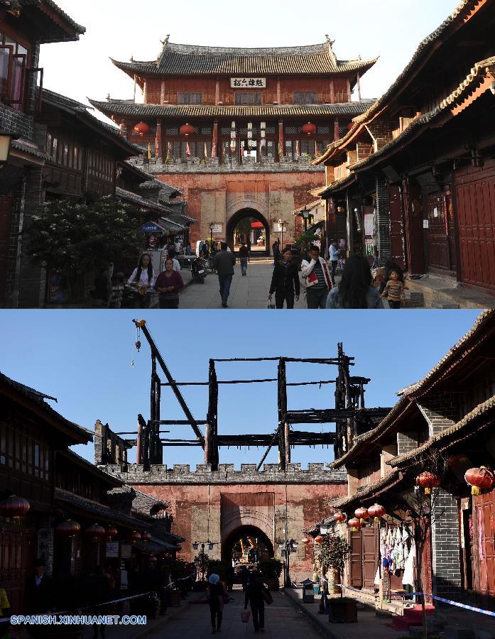 Incendio destruye torre de 600 años de antigüedad en suroeste de China