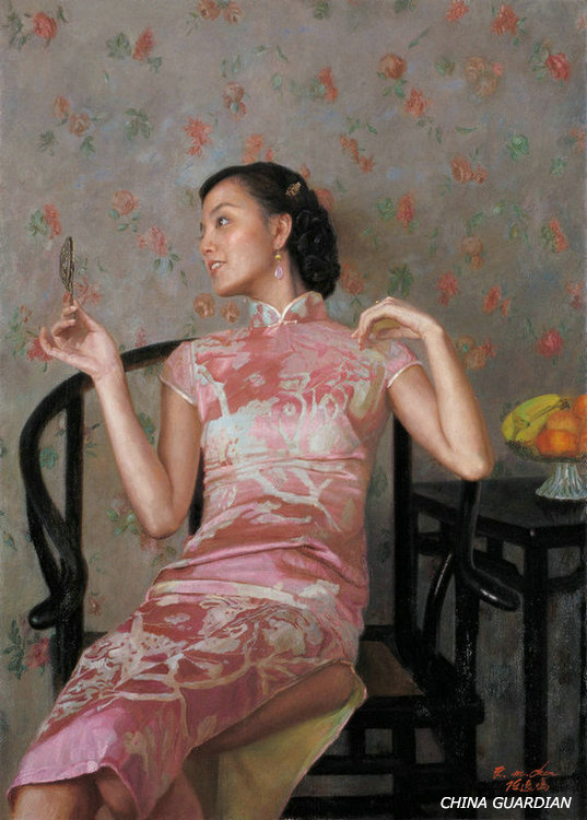 La obra “Lady with Flowers” fue vendida por 672.000 yuanes en las subastas de primavera de China Guardian en 2007. [Foto /english.cguardian.com]