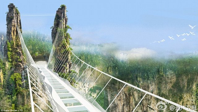 En Julio China inaugural el puente de cristal más largo y alto del mundo