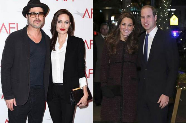 Brad Pitt y Angelina Jolie se reúnen con el príncipe Guillermo y Kate Middleton