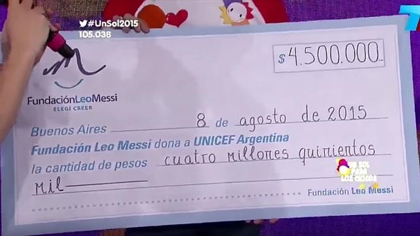 Messi dona casi medio millón de euros a Unicef