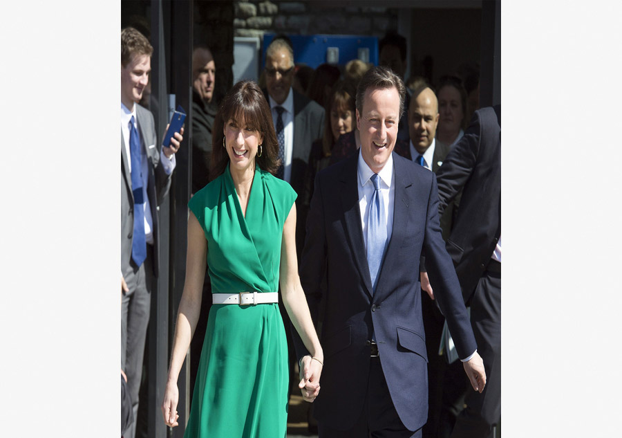 Primer ministro británico David Cameron y su esposa Samantha Cameron, el 14 de abril de 2015.
