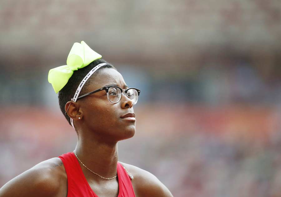 Shamier Little de Estados Unidos durante los la carrera femenina de 400 metros en el Mundial de Atletismo de Pekín, el 25 de agosto de 2015. [Agencias de fotografía]