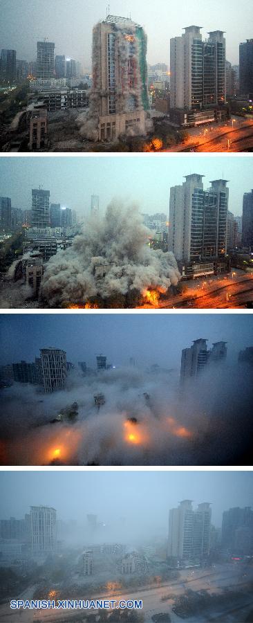 Demolido por voladura edificio de 118 metros de altura en Xi'an, China