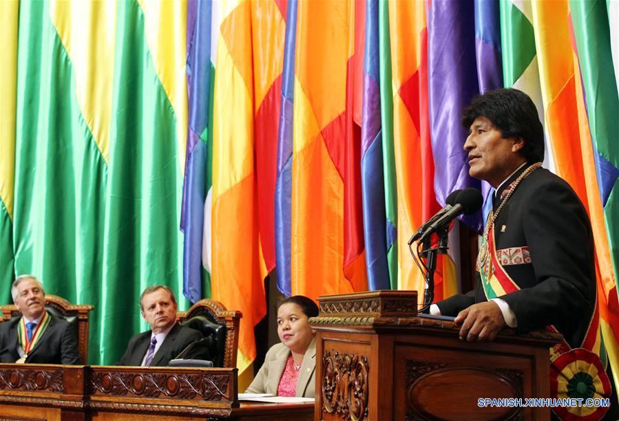 El presidente de Bolivia, Evo Morales, presenta este viernes ante el Parlamento el informe de gestión de sus 10 años de Gobierno.(Xinhua/Jose Lirauze/ABI)