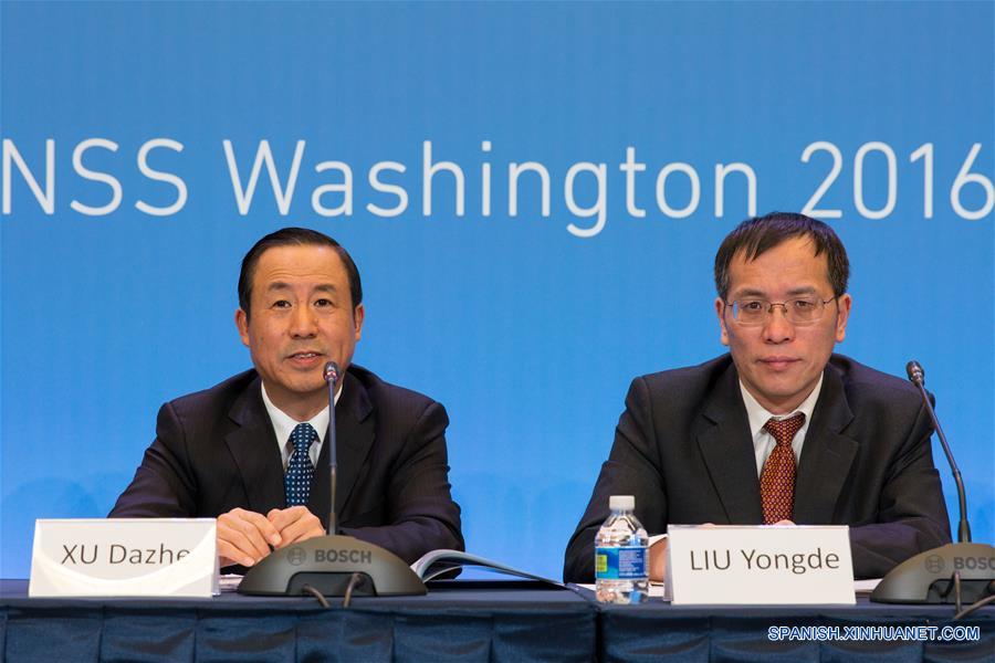 WASHINGTON, 31 mar (Xinhua) --Xu hizo la declaración durante una conferencia de prensa ofrecida durante la IV Cumbre sobre Seguridad Nuclear (CSN)(Xinhua/Li Muzi)
