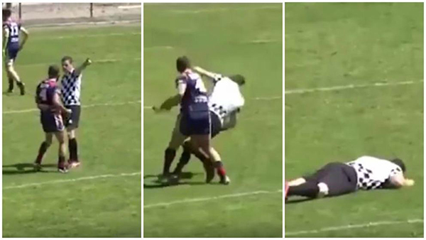 Un jugador de rugby deja inconsciente a un árbitro de un puñetazo
