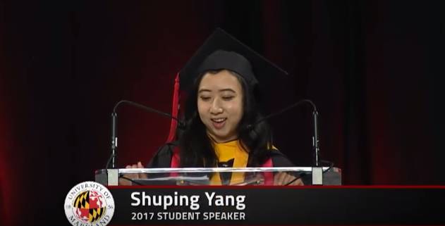 Critican a una estudiante china por su discurso de graduación en la Universidad de Maryland
