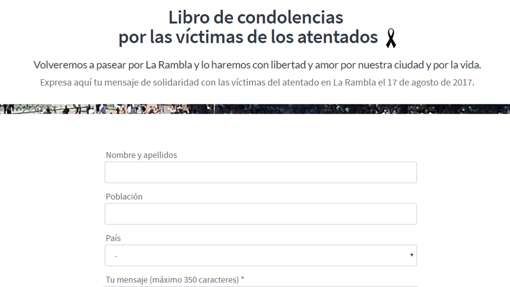 Barcelona abre un libro digital de condolencias por las víctimas de la Rambla