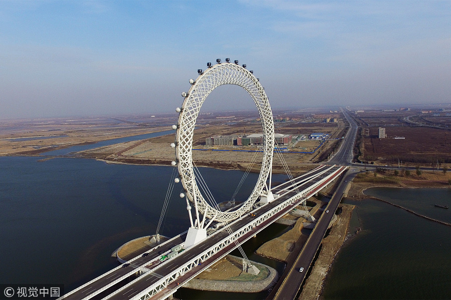 La noria sin eje central más grande del mundo se construye en Shandong