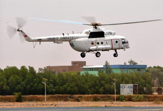 Un helicóptero de la Primera División de Helicópteros de la Fuerza China para el Mantenimiento de la Paz. (Foto: página oficial de China Military)