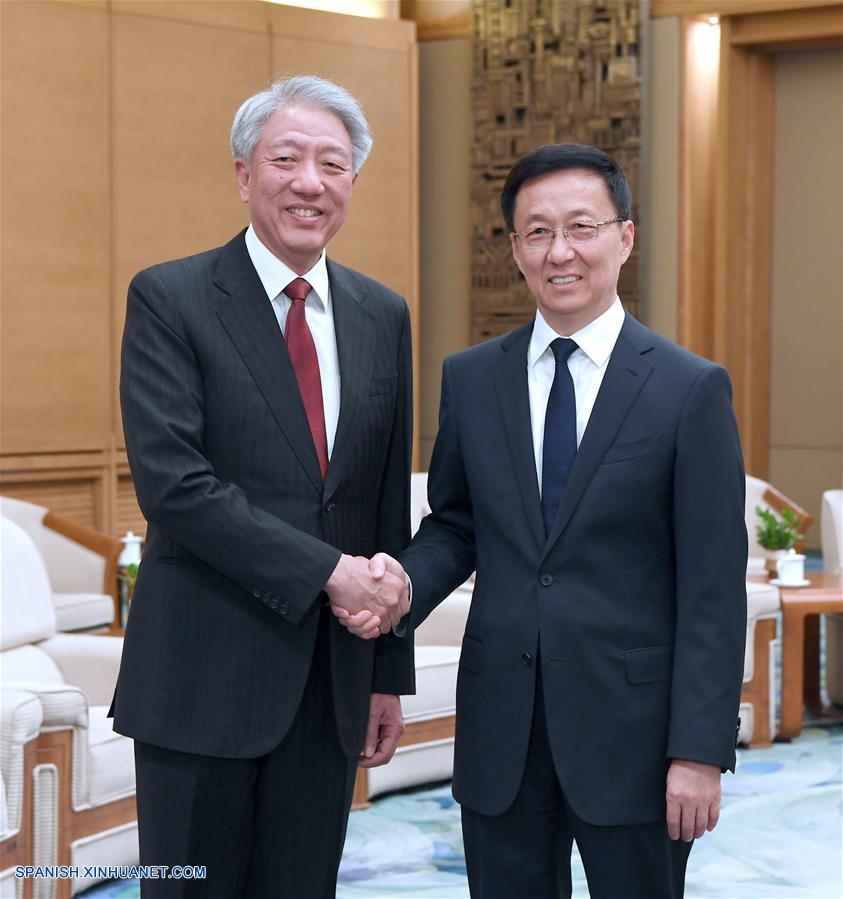Vice primer ministro chino se reúne con su homólogo singapurense en Beijing