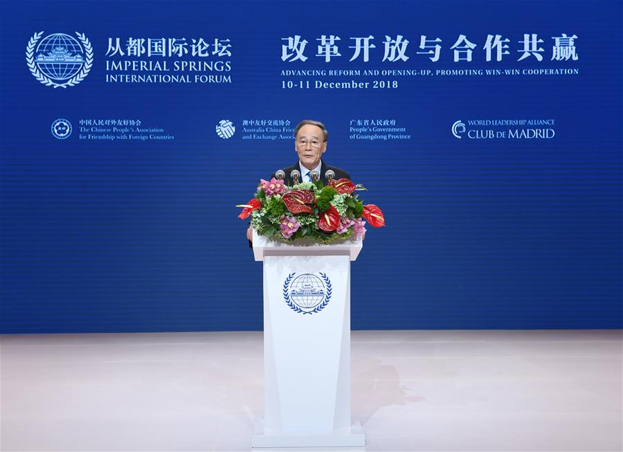 Vicepresidente chino asiste a Foro Internacional Imperial Springs 2018