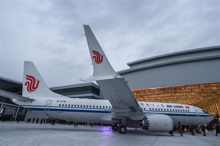 Ceremonia de entrega a Air China del Boeing 737 MAX 8, terminado en la planta conjunta Boeing-COMAC de Zhoushan, provincia de Zhejiang. 15 de diciembre del 2018. [Foto: Xinhua]