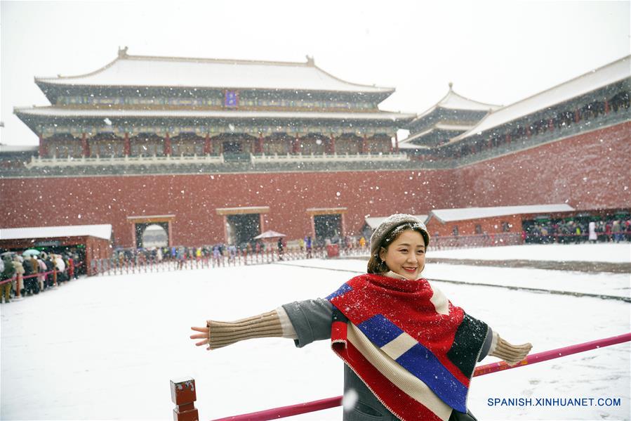 Llega la nieve a Beijing después de vacaciones de Fiesta de Primavera