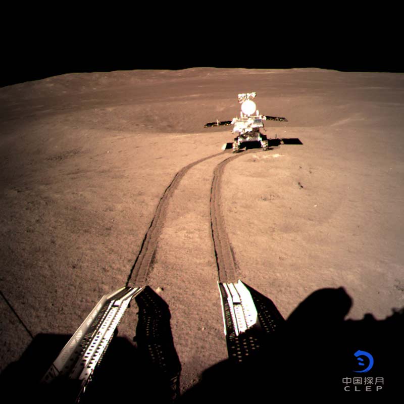 La imagen muestra el robot Yutu-2 en el punto A (Foto el 4 de enero de 2019). Agencia de Noticias Xinhua (Foto de Agencia Espacial Nacional)