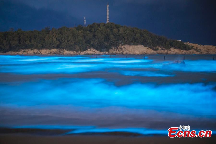 Efervecencia de algas azules hace centellear el agua de Fuzhou