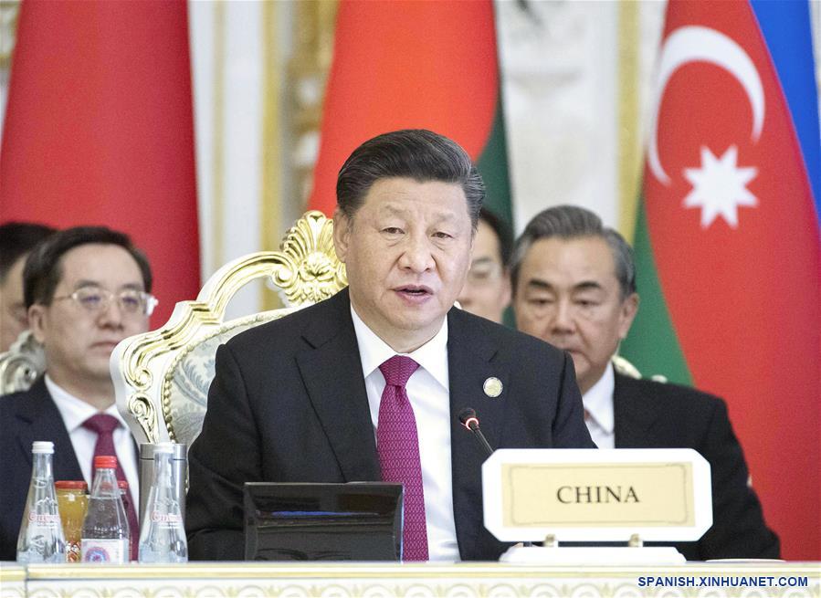 El presidente chino, Xi Jinping, pronuncia un discurso en la V Cumbre de la Conferencia sobre Interacción y Medidas de Construcción de Confianza en Asia (CICA, siglas en inglés), en Dushambé, Tayikistán, el 15 de junio de 2019. (Xinhua/Li Tao)