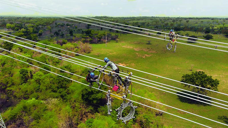 Los trabajadores instalan una red eléctrica en Tocantins, Brasil. (Foto: State Grid Brazil Holding)