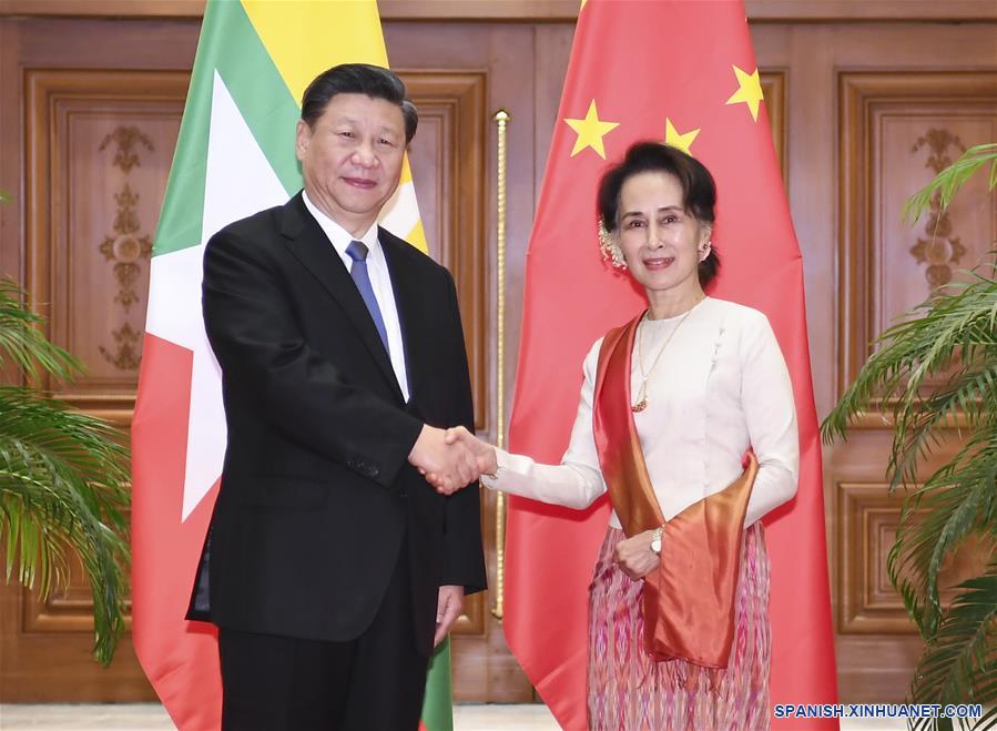 NAYPYITAW, 18 enero, 2020 (Xinhua) -- El presidente chino, Xi Jinping sostiene conversaciones formales con la consejera de Estado de Myanmar Aung San Suu Kyi, en Naypyitaw, Myanmar, el 18 de enero de 2020. (Xinhua/Xie Huanchi)