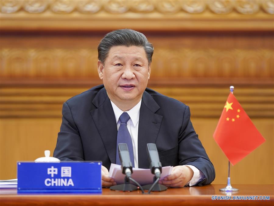 El presidente chino, Xi Jinping, asiste a la Cumbre Virtual Extraordinaria de Líderes del G20 sobre COVID-19, a través de un videoenlace en Beijing, capital de China, el 26 de marzo de 2020. (Xinhua/Li Xueren)
