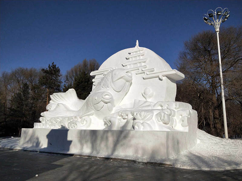 Pieza que participará de la 33 Exposición Internacional de Escultura de Nieve Isla del Sol de Harbin. (Foto: Song Yunjun/ China Daily)