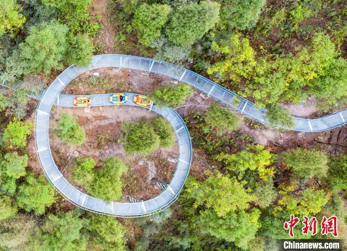Esta foto sin fecha muestra partes de un tobogán de vidrio con agua instalado en un Parque de Ecoturismo de Bambú de las Tres Gargantas, en el condado Zigui de la provincia de Hubei, en el centro de China. 
