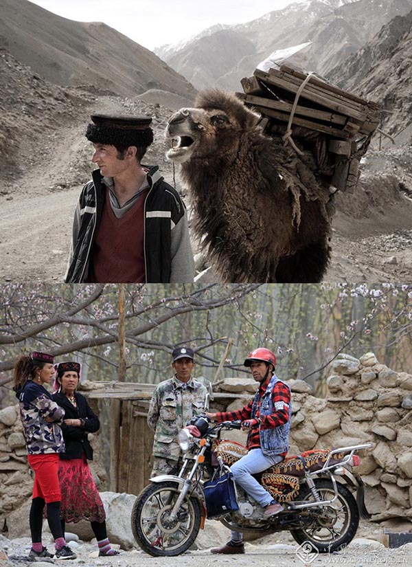 Antes el medio de transporte local era el camello. Hoy en día muchos residentes en Xinjiang poseen motocicletas. [Foto: Han Shuanzhu/cpanet.org.cn]