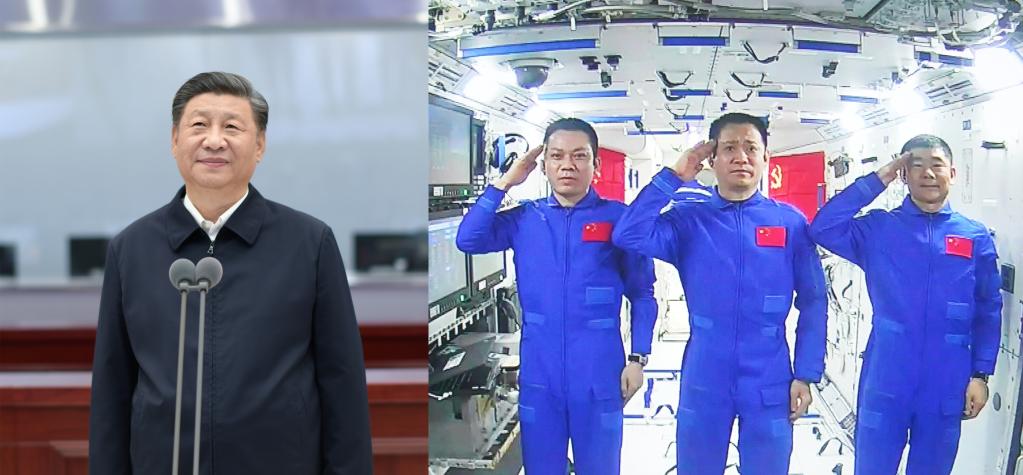 Xi conversa con astronautas estacionados en módulo central de estación espacial
