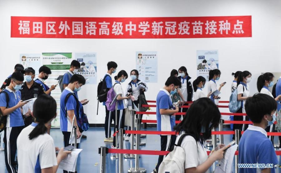 Shenzhen vacuna contra el COVID-19 a menores entre 12 y 17 años