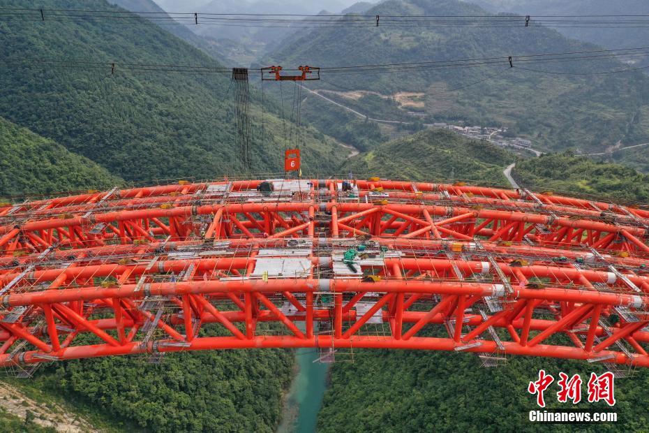 Imágenes aéreas de la construcción del Puente Dafuqu en la autopista Renhuai-Zunyi