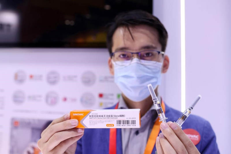 La vacuna Sinovac contra el COVID-19 se exhibe en la Feria Internacional de Comercio de Servicios de China, Beijing, 6 de septiembre del 2020. (Foto: Pueblo en Línea/ Chen Xiaogen)