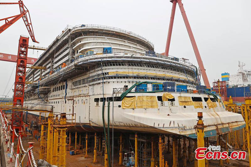 Termina la construcción de la estructura principal del primer crucero a gran escala de China