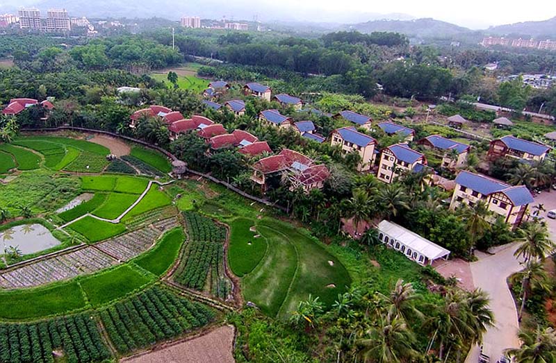 La foto muestra alojamientos rurales compartidos en el condado autónomo Li y Miao de Baoting en la provincia de Hainan. (Foto cortesía del Departamento de Publicidad del Condado Autónomo Li y Miao de Baoting)