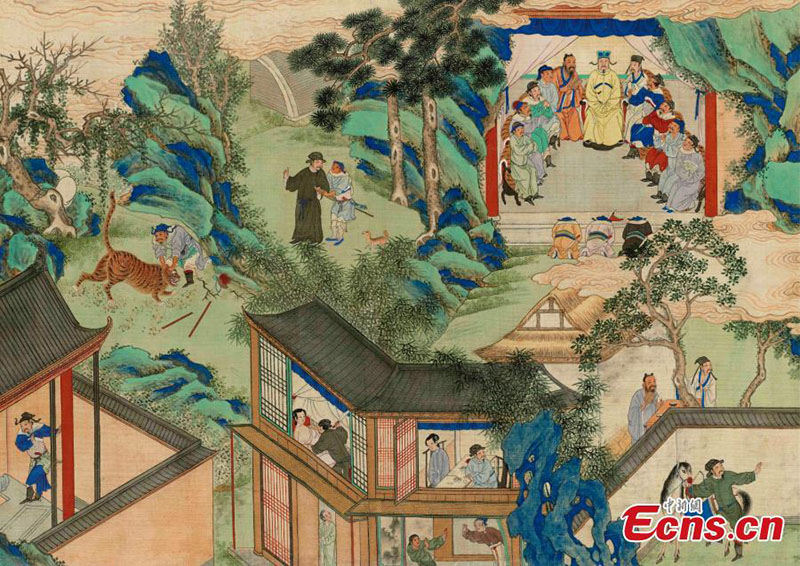 Una pintura popular china del siglo XVIII se exhibe en la Colección Estatal de Arte de Dresde en Alemania, el 19 de noviembre de 2021. (Foto / China News Service)
