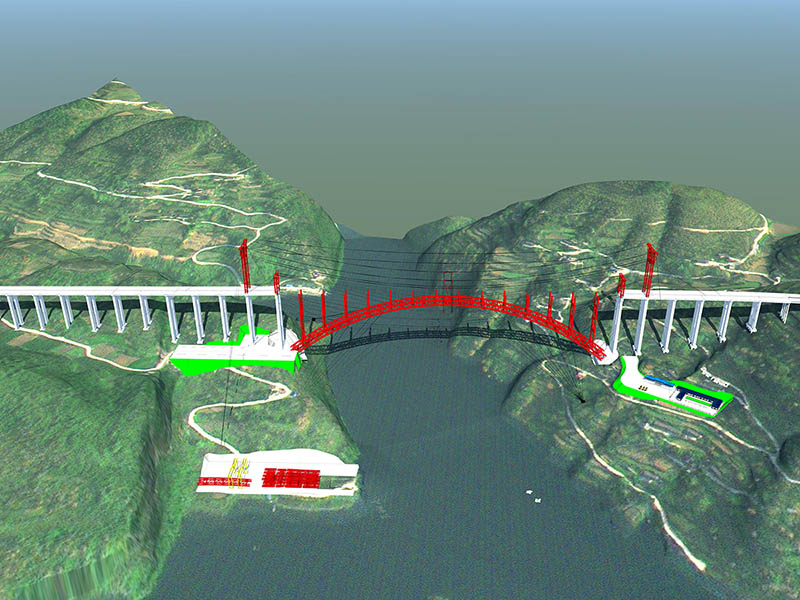 La pantalla gráfica muestra el progreso de la construcción del puente Wujiang. [Foto: proporcionada a China Daily]