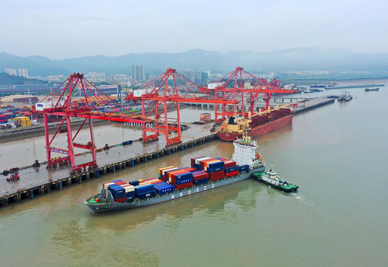 El puerto de Damaiyu, provincia de Zhejiang, abrió por primera vez la ruta de exportación directa con los países RCEP, 6 de junio del 2022. (Foto: Duan Junli/ Pueblo en Línea)