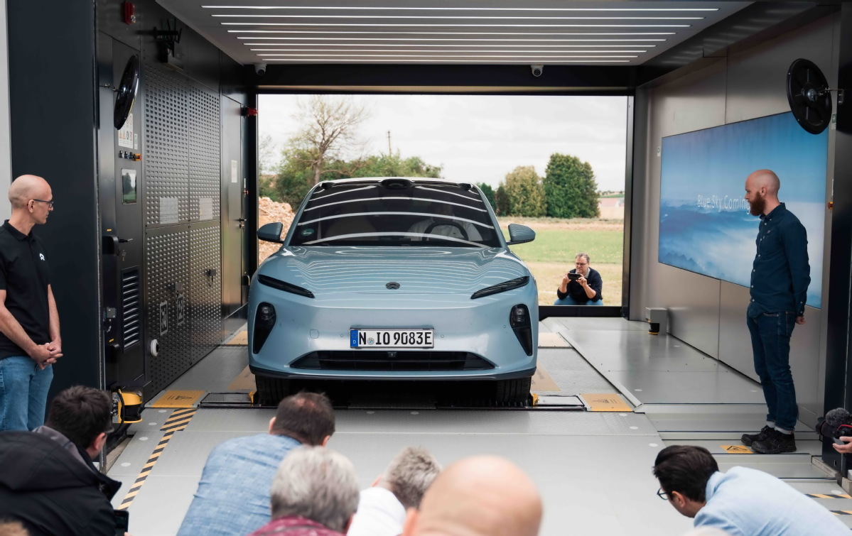 La estación de intercambio de baterías de NIO en Ulm, Alemania, entró en funcionamiento a principios de este mes. (Foto: Diario de China)