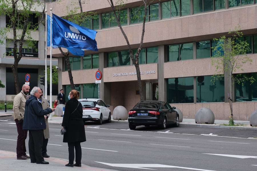 Imagen de archivo del 27 de abril de 2022 de la sede de la Organización Mundial del Turismo (OMT), en Madrid, España. (Xinhua/Meng Dingbo)