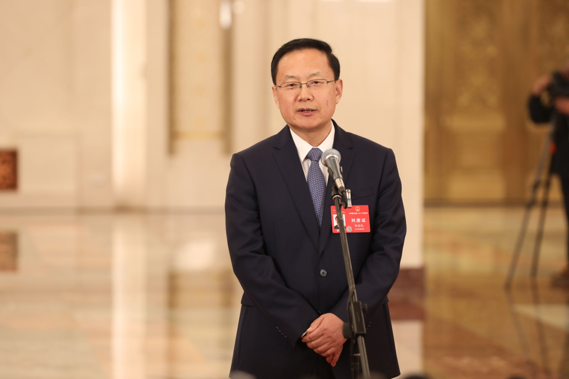 Sun Yeli, ministro de Cultura y Turismo, ofrece declaraciones el 11 de marzo del 2024. [Foto: Li Zhaomin/ Diario del Pueblo online]