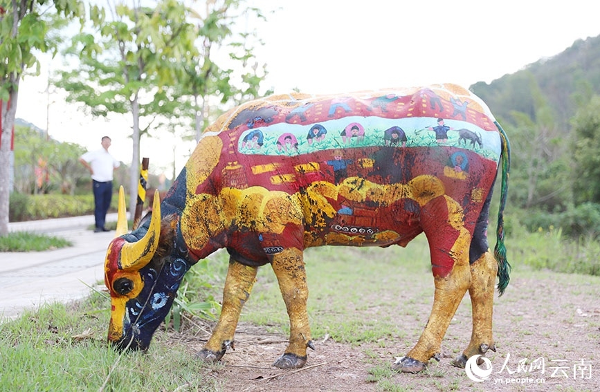 Búfalos coloridos llaman la atención en Yunnan