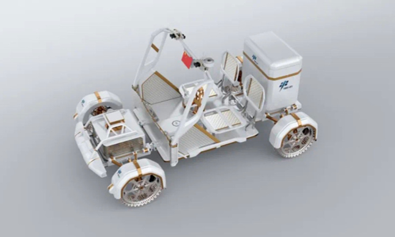 Representación gráfica del rover lunar tripulado. (Foto: The Paper)