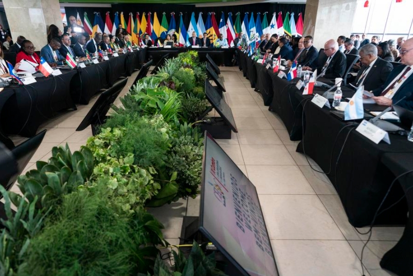 Imagen del 8 de abril de 2025 de la reunión de cancilleres de la IX Cumbre de la Comunidad de Estados Latinoamericanos y Caribeños (CELAC), en Tegucigalpa, capital de Honduras. (Xinhua/David de la Paz)