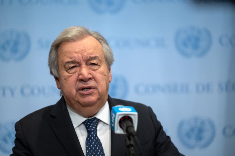 Imagen del 5 de junio de 2025 del secretario general de la Organización de las Naciones Unidas (ONU), António Guterres, hablando durante un servicio conmemorativo anual en la sede de la ONU, en Nueva York. (Xinhua/Mark Garten/ONU)