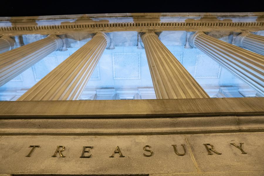 Imagen del 28 de febrero de 2022 del Departamento del Tesoro de Estados Unidos, en Washington D.C., Estados Unidos.  (Xinhua/Liu Jie) 
