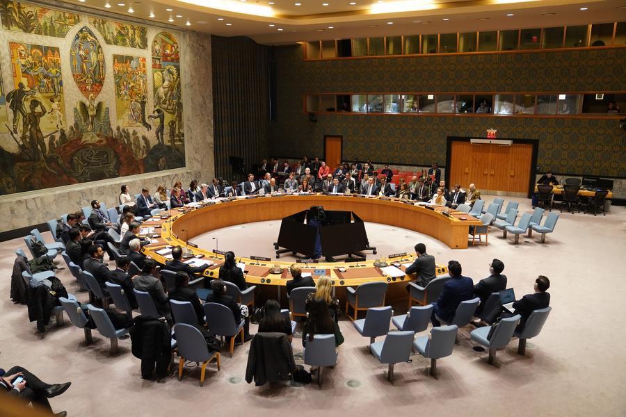 Imagen del 29 de diciembre de 2025 del Consejo de Seguridad de la ONU sosteniendo una reunión, en la sede de la ONU, en Nueva York. (Xinhua/Zhang Fengguo) 